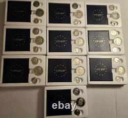 10 1976-S US Mint 40% Silver Proof Bicentennial 3 Coin Sets COA/OGP. LOT of 10