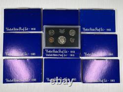 10pc 1968 US Proof Coin sets INCLUDES SILVER 40% Kennedy withOUTER BLUE MINT BOX