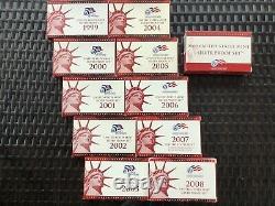 (11) 50 State Quarter United States Mint Silver Proof Sets In Original Boxes