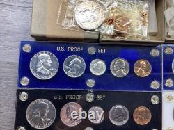 11 Set Lot-1954-1964 U. S. Mint Proof Sets with5 Coins each in Capital Hold & 2 Box