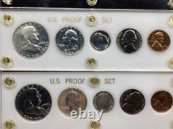 11 Set Lot-1954-1964 U. S. Mint Proof Sets with5 Coins each in Capital Hold & 2 Box