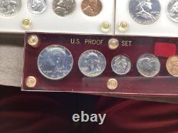 11 Set Lot-1954-1964 U. S. Mint Proof Sets with5 Coins each in Capital Hold & 2 Box