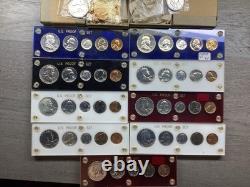 11 Set Lot-1954-1964 U. S. Mint Proof Sets with5 Coins each in Capital Hold & 2 Box