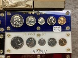11 Set Lot-1954-1964 U. S. Mint Proof Sets with5 Coins each in Capital Hold & 2 Box