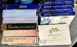 11 TotalUnited States Mint PROOF SET LOT -2003-2011. & 2013-2015