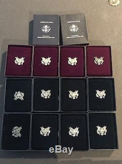 12 Silver Eagle Proof Sets Bonus of 2 Certified Unc. Eagles