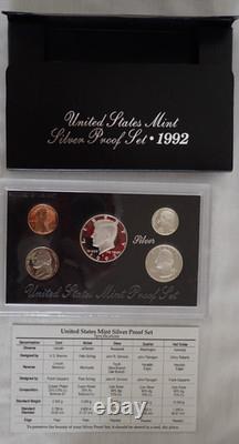 13 sets 1992-1998 US MINT SILVER PROOF COIN SETs 5-Coins (black box) withOGP