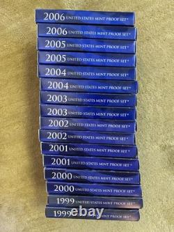 16 Proof Set Lot 1999-2006 S (2/yr) Clean OGP, State Quarters, Sac $, Half, etc