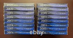 (16) U. S. Clad Mint Proof Sets OGP COA 1999 2006