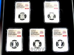 1776-2026 S, 5-Coin, Silver Proof Set, Quarters Only NGC Pf 70 UCam, FDOI, 250