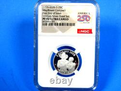 1776-2026 S, 5-Coin, Silver Proof Set, Quarters Only NGC Pf 70 UCam, FDOI, 250