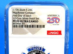 1776-2026 S, 5-Coin, Silver Proof Set, Quarters Only NGC Pf 70 UCam, FDOI, 250