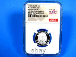 1776-2026 S, 5-Coin, Silver Proof Set, Quarters Only NGC Pf 70 UCam, FDOI, 250