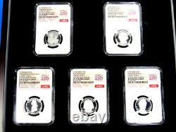 1776-2026 S, 5-Coin, Silver Proof Set, Quarters Only NGC Pf 70 UCam, FDOI, 250