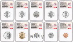 1776-2026 US Mint Complete 10 Coin Silver Proof Set, NGC PF70 FR, Flag Presale