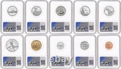 1776-2026 US Mint Complete 10 Coin Silver Proof Set, NGC PF70 FR, Flag Presale