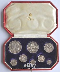 1911 SILVER PROOF 8 COIN SET, BRITISH COINS FROM GEORGE V, CASED aFDC