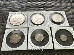 1927 UK Great Britain Crown To 3d 6 Silver Coin Proof Set With Original Case