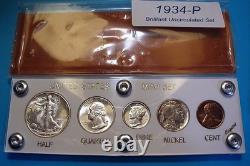 1934 MINT SILVER SET U. S. COINS LUSTROUS CHOICE to GEM BRILLIANT UNCIRCULATED 1934 MINT SILVER SET U. S. COINS LUSTROUS CHOICE to GEM BRILLIANT UNCIRCULATED