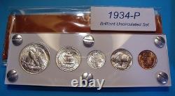 1934 MINT SILVER SET U. S. COINS LUSTROUS CHOICE to GEM BRILLIANT UNCIRCULATED 1934 MINT SILVER SET U. S. COINS LUSTROUS CHOICE to GEM BRILLIANT UNCIRCULATED