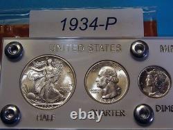 1934 MINT SILVER SET U. S. COINS LUSTROUS CHOICE to GEM BRILLIANT UNCIRCULATED 1934 MINT SILVER SET U. S. COINS LUSTROUS CHOICE to GEM BRILLIANT UNCIRCULATED