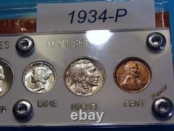 1934 MINT SILVER SET U. S. COINS LUSTROUS CHOICE to GEM BRILLIANT UNCIRCULATED 1934 MINT SILVER SET U. S. COINS LUSTROUS CHOICE to GEM BRILLIANT UNCIRCULATED