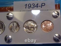 1934 MINT SILVER SET U. S. COINS LUSTROUS CHOICE to GEM BRILLIANT UNCIRCULATED 1934 MINT SILVER SET U. S. COINS LUSTROUS CHOICE to GEM BRILLIANT UNCIRCULATED