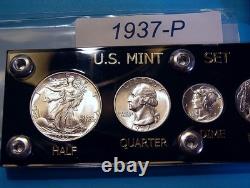 1937 MINT SILVER SET of U. S. COINS ABOUT FULL GEM BRILLIANT UNCIRCULATED SCARCE