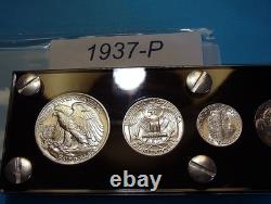 1937 MINT SILVER SET of U. S. COINS ABOUT FULL GEM BRILLIANT UNCIRCULATED SCARCE