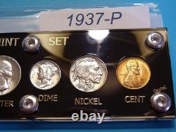 1937 MINT SILVER SET of U. S. COINS ABOUT FULL GEM BRILLIANT UNCIRCULATED SCARCE