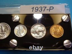 1937 MINT SILVER SET of U. S. COINS ABOUT FULL GEM BRILLIANT UNCIRCULATED SCARCE