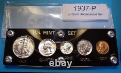1937 MINT SILVER SET of U. S. COINS ABOUT FULL GEM BRILLIANT UNCIRCULATED SCARCE