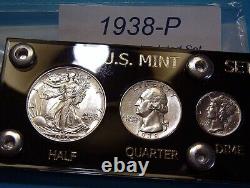 1938 MINT SILVER SET of U. S. COINS BRILLIANT UNCIRCULATED SCARCE to RARE