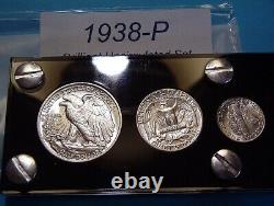 1938 MINT SILVER SET of U. S. COINS BRILLIANT UNCIRCULATED SCARCE to RARE