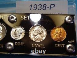 1938 MINT SILVER SET of U. S. COINS BRILLIANT UNCIRCULATED SCARCE to RARE