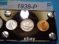1938 MINT SILVER SET of U. S. COINS BRILLIANT UNCIRCULATED SCARCE to RARE