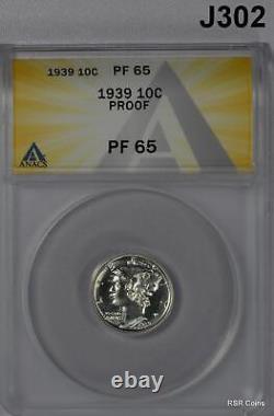 1939 Original Rare Proof Set Anacs Certified Pf64 Rb To Pf65 5 Coin Set! #j302