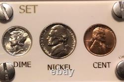 1939 Silver US Mint Year Set Gem BU Coins White Capital Holder Display Box