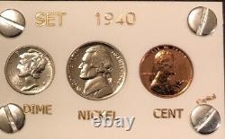 1940 U S Mint PROOF Set White Capital Holder Gem Coins