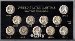 1942-1945 Jefferson WWII 35% Silver Brilliant Uncirculated Nickel 11 Coin Set