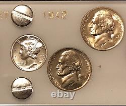 1942 6 Coin US Mint PROOF Set Gem Coins in White Capital Holder