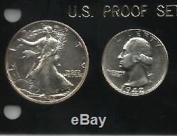 1942 Silver Six Coin Proof Set in Black Capital Holder With Both Nickels