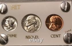 1944 5 Coin Silver US Mint Year Set Gem Coins White Capital Holder Display Box