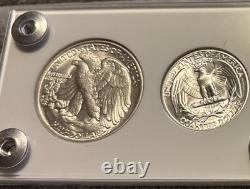 1944 5 Coin Silver US Mint Year Set Gem Coins White Capital Holder Display Box