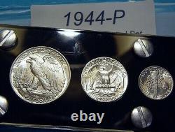 1944 MINT U. S. WAR-TIME SILVER COIN SET CHOICE to GEM BRILLIANT UNCIRCULATED