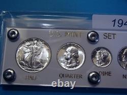 1945 MINT U. S. WAR-TIME SILVER SET LUSTROUS CHOICE to GEM BRILLIANT UNCIRCULATED