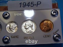 1945 MINT U. S. WAR-TIME SILVER SET LUSTROUS CHOICE to GEM BRILLIANT UNCIRCULATED