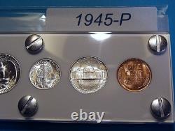 1945 MINT U. S. WAR-TIME SILVER SET LUSTROUS CHOICE to GEM BRILLIANT UNCIRCULATED