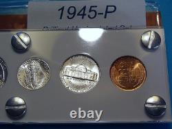 1945 MINT U. S. WAR-TIME SILVER SET LUSTROUS CHOICE to GEM BRILLIANT UNCIRCULATED 1945 MINT U. S. WAR-TIME SILVER SET LUSTROUS CHOICE to GEM BRILLIANT UNCIRCULATED