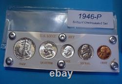 1946 MINT SILVER SET of U. S. COINS LUSTROUS BRILLIANT UNCIRCULATED 1946 MINT SILVER SET of U. S. COINS LUSTROUS BRILLIANT UNCIRCULATED